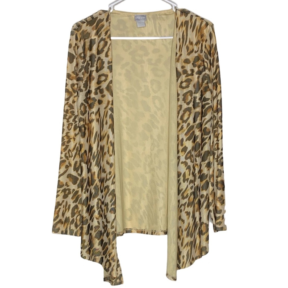 Chicos ocelot-print mesh cardigan